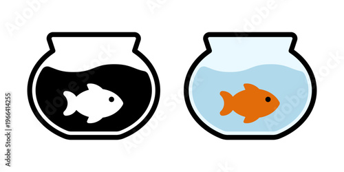 Vector Fish Bowl Aquarium Flat Illustration