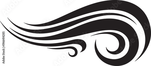 Black and white swirling abstract design element