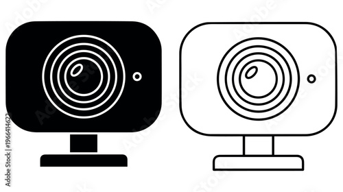 Print Webcam Icons Black White Simple Flat Stock Vector