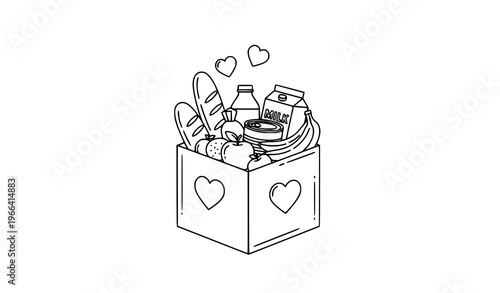 Charity food collection line icon vector illustration
