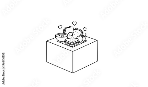 Food donation box line icon charity vector illustration
