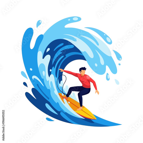 Surfer Riding a Big Wave, Dynamic Ocean Sport, Summer Adventure