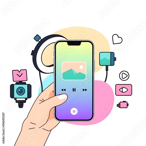 mobile phone with social media icons