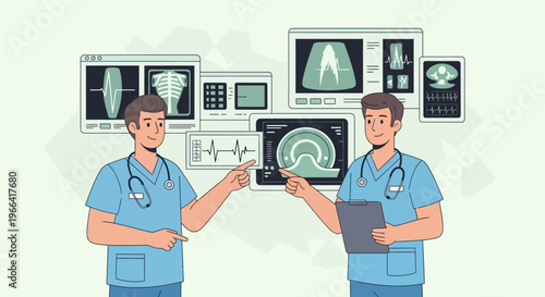 Medical Professionals Discussing Medical Scans and Diagnostics