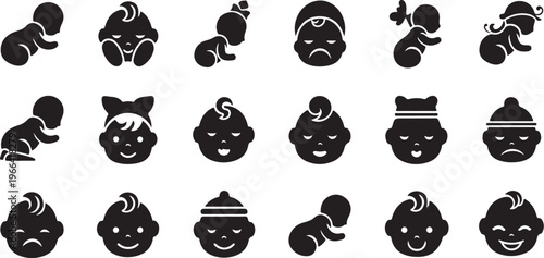 Baby Icons and Symbols in Black and White