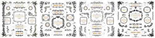 Set of Vintage Decorations Elements. Flourishes Calligraphic Ornaments and Frames with place for your text. Decorative swirls or scrolls, vintage frames , flourishes, labels and dividers. Retro Style 