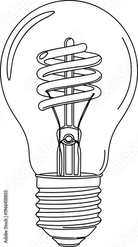 Outline drawing of a compact fluorescent light bulb on a transparent background.
