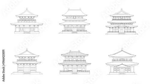Collection of Traditional Japanese Pagoda Architecture Designs