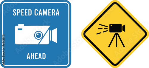 Speed camera ahead traffic signs