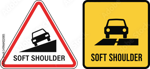 Soft shoulder road signs set