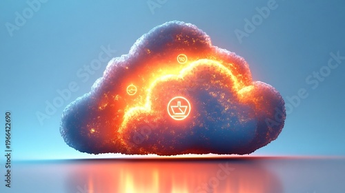 Fiery Cloud Explosion Digital Representing Power and Energy