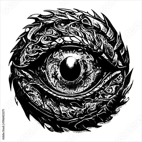 Abstract Eye Illustration with Ornamental Tribal Circular Design