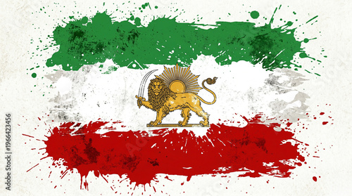Lion and Sun flag of Iran Hand Print Flag , endered image of a hand print with the Iran flag design.