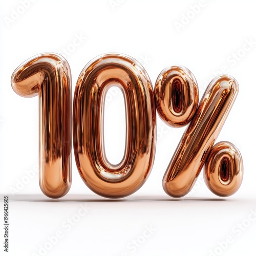 Glossy Rose Gold 10 Percent Numeric Display for Finance Concepts