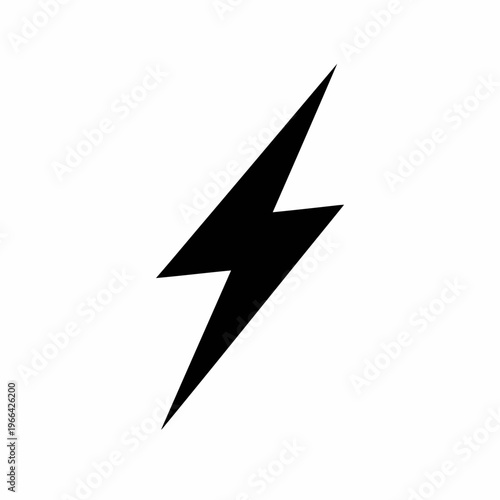 Black lightning bolt symbol isolated on white background.