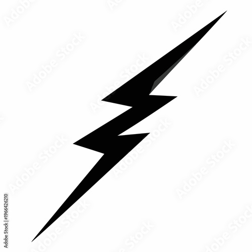 Black lightning bolt symbol isolated on white background.