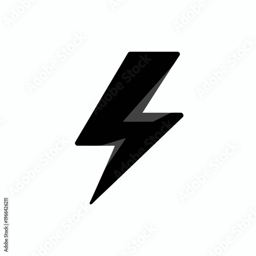 Black lightning bolt symbol isolated on white background.