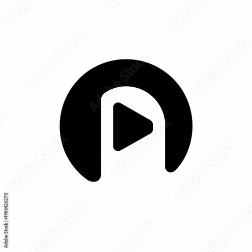 Black play button icon inside a black circle on white background.