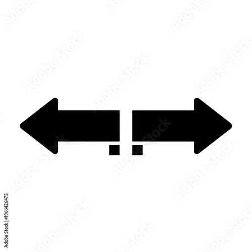 Two Black Arrows Pointing Opposite Directions Isolated.