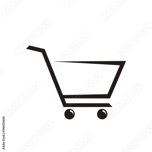 Simple Shopping Cart Icon on White Background.