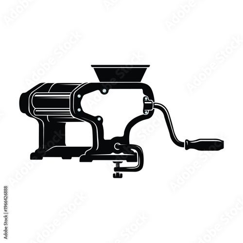 Black and white of a manual coffee grinder manual grinder kitchen appliance cooking tool