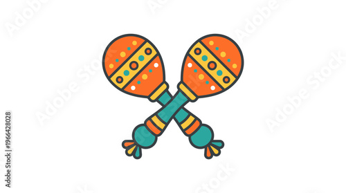Vibrant Maracas Icon for Festive Cinco de Mayo Celebrations, Capturing the Lively Spirit of Mexican Musical Tradition and joyous occasions