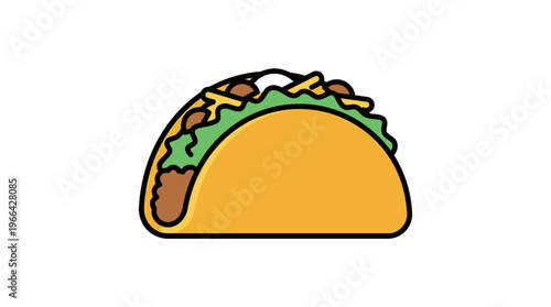 Delicious taco icon perfect for celebrating cinco de mayo festivities with vibrant Mexican cuisine flair and festive mealtime joy