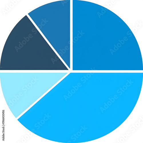 A vibrant blue pie chart with dynamic segments, representing growth, statistics, and digital reporting, perfect for business presentations and infographics.