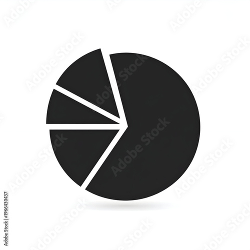 A sleek black pie chart icon with segmented slices, symbolizing data distribution, analytics, and modern business insights in a clean minimalist style.