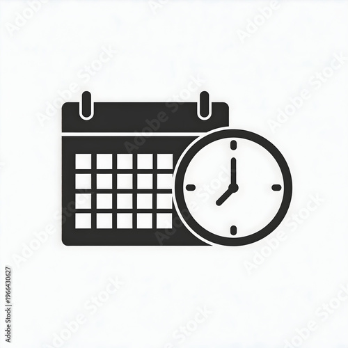 Minimal calendar with clock symbol showing time tracking and appointment planning, perfect for deadline reminders, work schedules, and efficient time organization in professional settings.