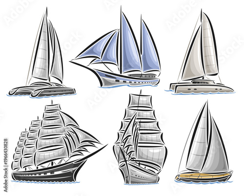 Vector Sailing Ship Set