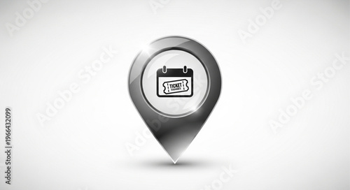 Silver Location Pin with Calendar Icon for Event Planning.