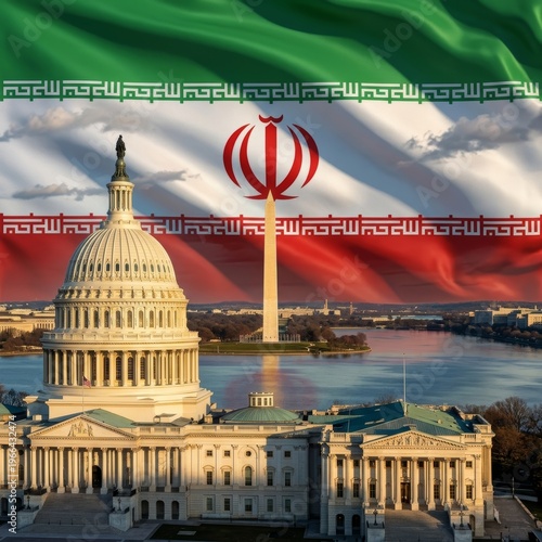 US Military Power and Global Conflict Concept - stock photoUnited States military presence in global conflict, featuring tanks and missiles silhouetted against the American flag at sunset. Theme of ge