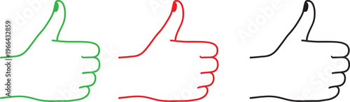 Three thumbs up icons in green, red, and black colors