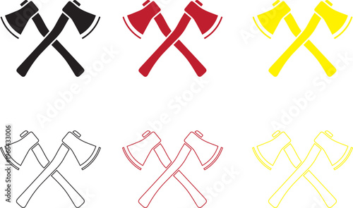 Set of crossed axes icons in black, red, and yellow colors