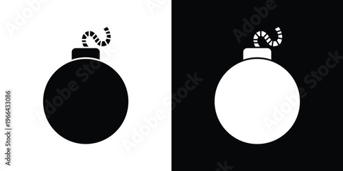 Black and white bomb symbols on contrasting backgrounds