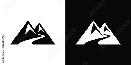 Black and white mountain on black and white background