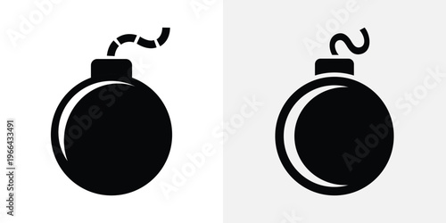 Black bomb with different fuses on white background