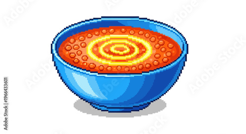 Pixel Art Bowl of Delicious Orange Food.