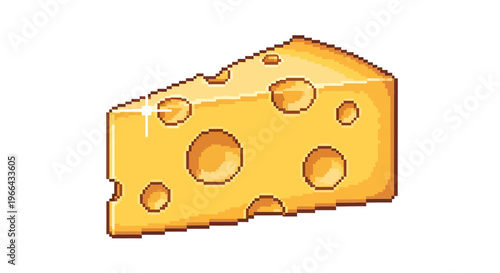 Yellow Cheese Wedge with Many Holes.