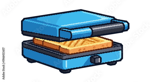 Blue Electric Sandwich Toaster with Grilled Bread.