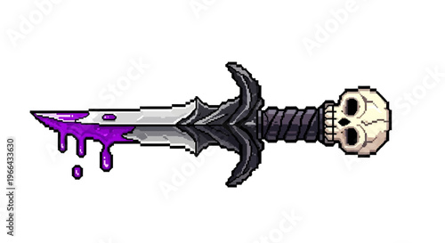 Mysterious Dagger with Skull Handle and Purple Liquid.