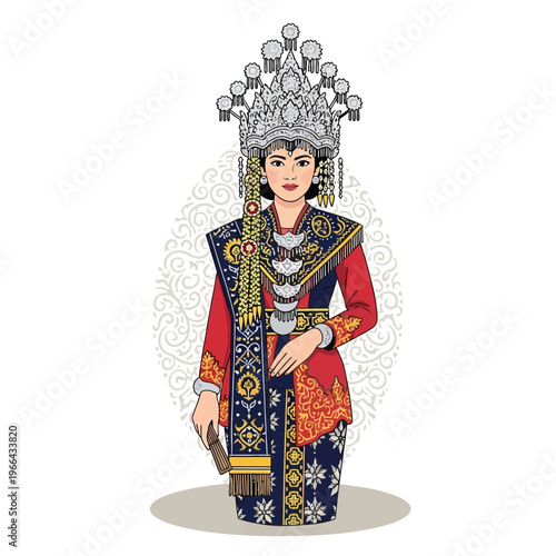 Indonesian woman in traditional Minangkabau wedding attire