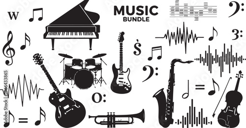 Music Bundle with Various Instruments and Notes