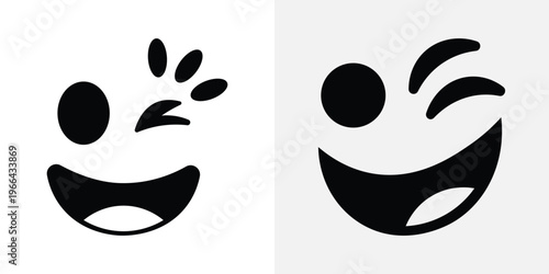 Black smiley faces with sweat and tears of joy emoticon