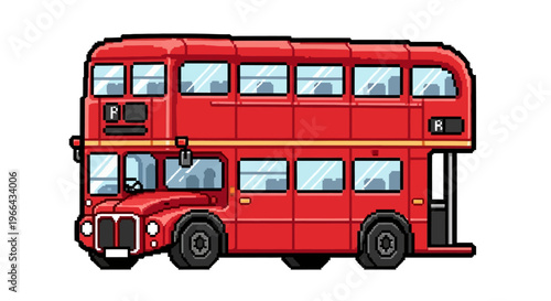 Classic Red Double Decker Bus Illustration.