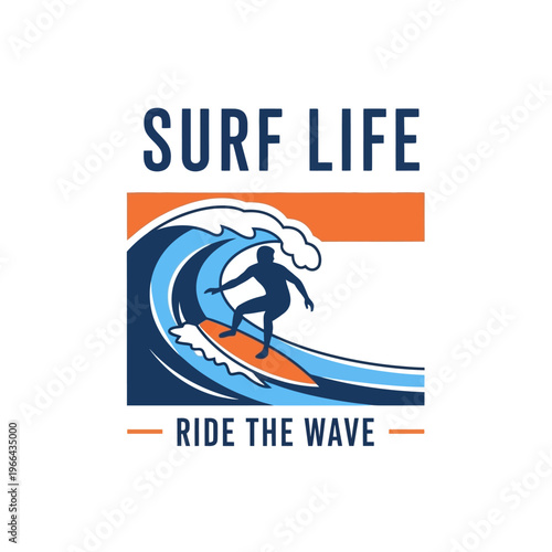 Surfer Riding Ocean Wave, Surf Life, Ride The Wave, Vector Art