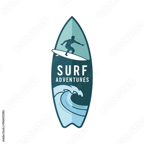 Surfer Riding Wave Logo - Surf Adventures