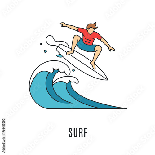 Surfer Riding Wave, Extreme Sports, Dynamic Action, Ocean Adventure, Summer Fun