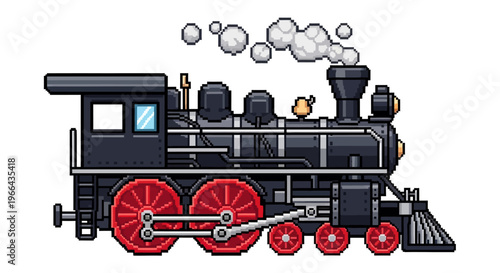 Vintage Steam Locomotive Train Illustration.